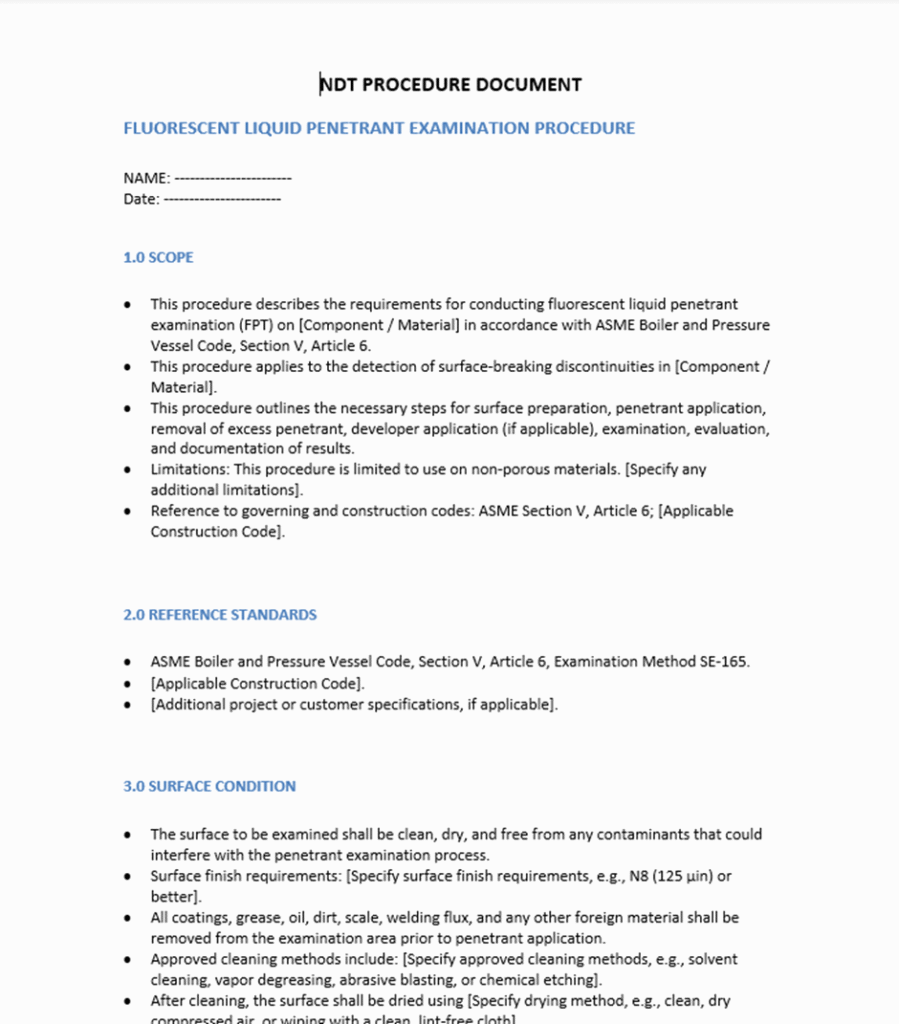 How InspectO’s Intelligent Procedure Generator Reduces Hours of Manual Work into Minutes 4 NDT Procedure Document